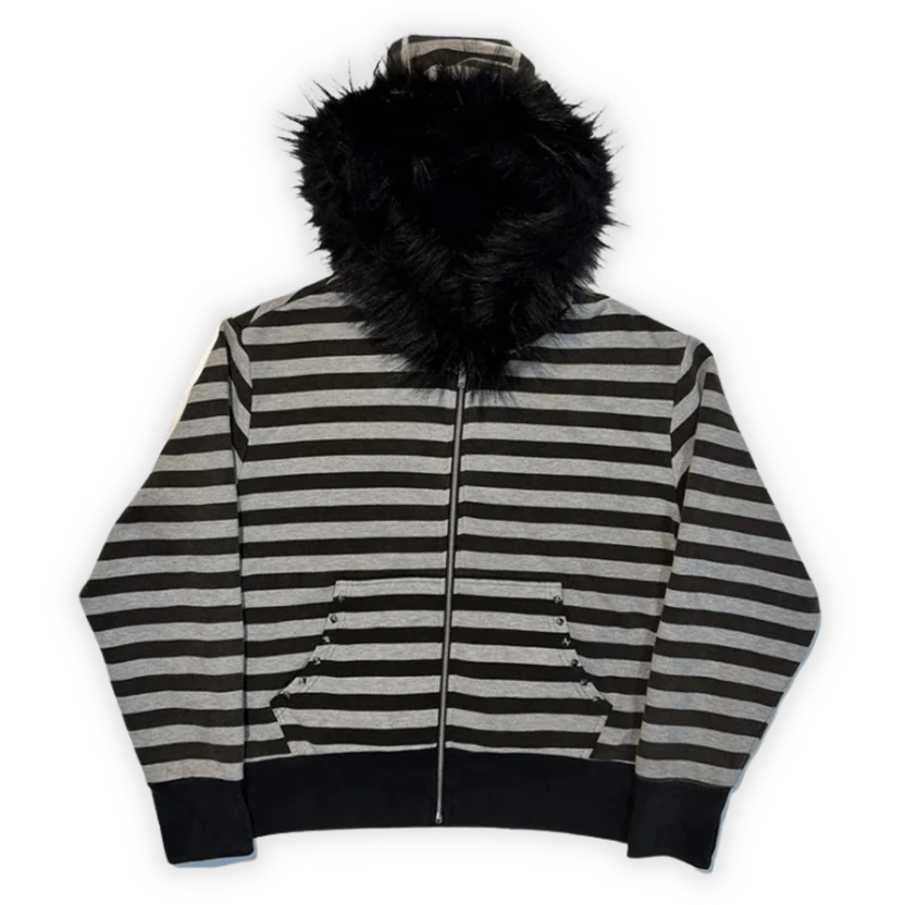 Black Stripes Zip Hoodie